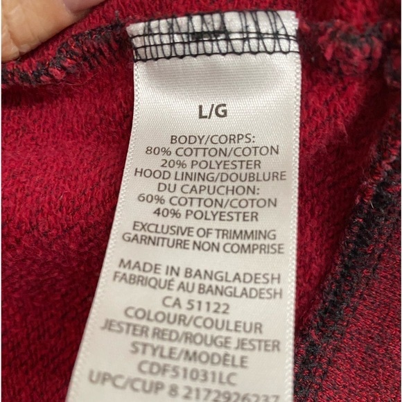 Youth Size Large Red Zip Front Hoodie by Canadiana Front Pockets - Picture 10 of 10